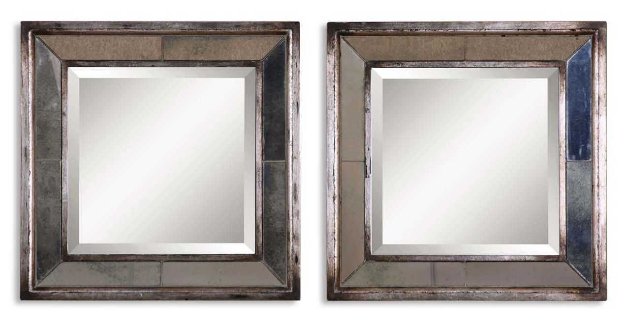 Antique Mirror Squares set of 4