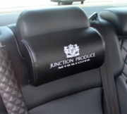 thumbnail image 2 of JDM Junction Produce Style Leather Neck Pillows / Headrests – White With JP Lettering 2 of 6
