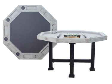 3 in 1 Table - Octagon 48" Urban Bumper Pool with SLATE bed in Silver Mist