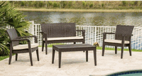 Rainbow Alaska Resin Wicker Brown 4 pc Lounge Set Rainbow Alaska Resin Wicker Brown 4 pc Lounge Set