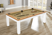 Penelope II Pool Table in Acacia & White with Dining Set Penelope II Pool Table in Acacia & White with Dining Set