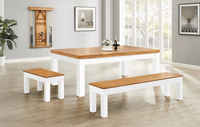 Penelope II Pool Table in Acacia & White with Dining Set