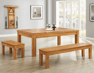 Penelope II Pool Table in Acacia with Dining Set