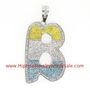 B Initial 3 Color Bling Pendant