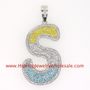 S Initial 3 Color Bling Pendant