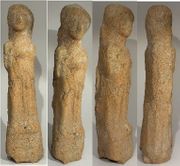 ANCIENT PHOENICIA: Terracotta figurine of Mother Goddess Holding Child, c.300 BCE