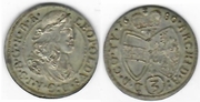 AUSTRIA: Tirol: Leopold I, Hogmouth (1657-1705) 1680 3 Kreuzer; KM-624.  **SOLD OUT**