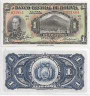 Bolivia L.1928 1 Boliviano, Pick 118a, B307a