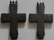 BYZANTINE EMPIRE:Asia Minor (Turkey or Bulgaria) 10th-12th Century;  Reliquary Cross oran position design faded. 