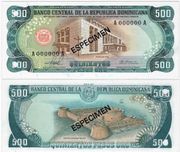 Dominican Republic 1981 500 Pesos Oro, SPECIMEN Note, Pick 123s1, B668cs.  **SOLD OUT**