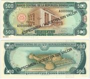 Dominican Republic 1996 500 Pesos Oro, SPECIMEN Note, Pick 157s1, B672bs.  **SOLD OUT**