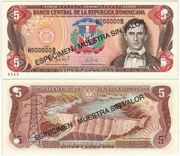 Dominican Republic 1997 5 Pesos Oro, SPECIMEN Note, Pick 152s2, B652cs.  **SOLD OUT**