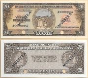 Dominican Republic ND (1964) 20 Pesos Oro, SPECIMEN Note, Pick 102s1, B640as1.  **SOLD OUT**