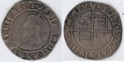 ENGLAND: Elizabeth I (1558-1603) Ar Shilling, 5th Issue, crescent mintmark; SB-2577