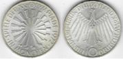 German Federal Republic 1972-D 10 Deutschemark, KM-134.1