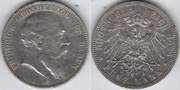 GERMAN STATES: Baden 1904-G 5 Mark; KM-274, Y-18
