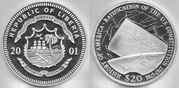 LIBERIA 2001 20 Dollars, Ratification of U.S. Constitution,  KM-716