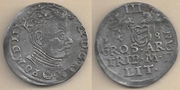 LITHUANIA: Stefan Bathory (1576-86) 1582 3 Groschen, Vilnius Mint; Gum 756.  **SOLD OUT**