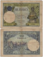 Madagascar ND (1937) 10 Francs, Pick 36, B203b