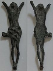 MEDIEVAL SPAIN: Santiago de Compastella 12th-16th Century Bronze partial figure of Christ from Crucifix