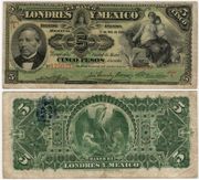Mexico: Banco de Londres y Mexico 1913 5 Pesos, P-S233d.  **SOLD OUT**