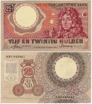 Netherlands 1955 25 Gulden, Pick 87.  