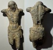 MEDIEVAL SPAIN: Santiago de Compastella (12th-16th Century) Lead(?) partial figure of Christ from Crucifix