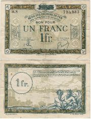 France: Regie des Chemin de Fer des Territoires Occupes (Saarland) ND (1923) 1 Franc, Pick R5