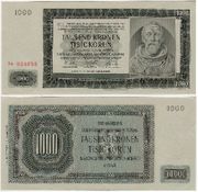 Bohemia & Moravia 1942 1000 Korun, Pick 15a, B204a