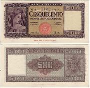 Italy 1948 500 Lire, Pick 80a, B439b