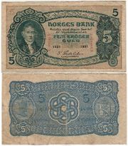 Norway 1923 5 Kroner, Pick 7b