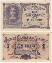 Belgium 1915 1 Franc, Pick 86a, B119a
