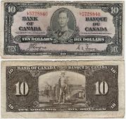 Canada 1937 10 Dollars, Pick 61c, B324c