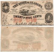 STATE OF ALABAMA 1863 25 Cents, 2nd Series; CR-6