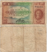 Malta ND (1942) 2 Shillings, Pick 17a, B116a