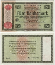 Germany: Conversion Fund for German Foreign Debts 1934 5 Reichsmark, Cancelled.  Pick 207 with ENTWERTET perforation