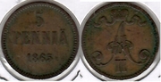 Finland 1865 5 Pennia, KM-4.1