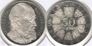 AUSTRIA 1970 50 Schilling, 100th Anniversary Birth of Dr. Karl Renner; KM-2909