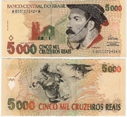 Brazil ND (1993) 5000 Cruzeiros Reais, Series 0001, Pick 241, B863a