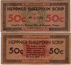 OREGON: Heppner 1933 50 Cents Sheepskin Scrip in sheepskin; Shafer OR168-.50a. *pending*