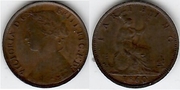 Great Britain: Victoria 1860 Farthing, Toothed border; KM-747.2