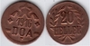 GERMAN EAST AFRICA 1916-T 20 Heller, Obv B, Rev B; KM-15