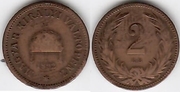 HUNGARY 1892 2 Filler; KM-481.  *Rare date*