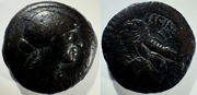 PTOLEMAIC KINGDOM: Cleopatra VII Thea Neotera Ae Diobol (80 Drachmai) of 51-30 BCE; Svoronos 1871.  **PRICE ON REQUEST**