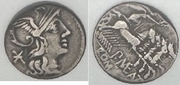 ROMAN REPUBLIC: P. MAENIUS ANTIATICUS Ar Denarius (c.132 BCE);  RSC Maenia 7