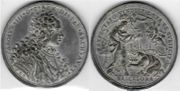 SPAIN: Barcelona: Carlos III of Austria, Pretendiente (1701-14) 1705 Pewter Medal by P.H. Mueller, Capture of Barcelona in the War of Spanish Succession; Forster 735.  **SOLD OUT**