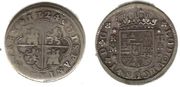 SPAIN: Luis I (1724) 1724 2 Reales, Madrid Mint, Ensayador A;  CC-9417. 