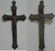 SPAIN: Santiago de Compastella 17th-19th Century Bronze Crucifix Cross of traditional style. 