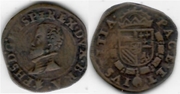SPANISH BRABANT: Philip II (1556-98) Ae Liard of 1577-1585; Antwerp Mint.  **SOLD OUT**