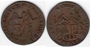 SPANISH NETHERLANDS 1582 Jeton, Failed assassination attempt on William the Silent, Dordrecht Mint;  Dugn 2890.  **SOLD OUT**